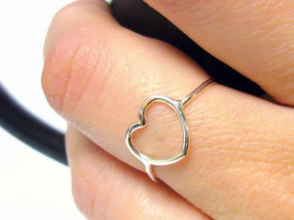 Open heart ring • Sterling Silver heart ring • Romantic gift for her • Sterling silver ring