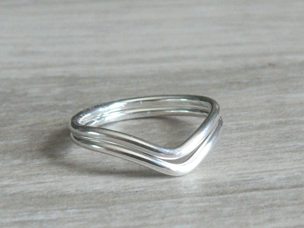 sterling silver double v chevron ring set