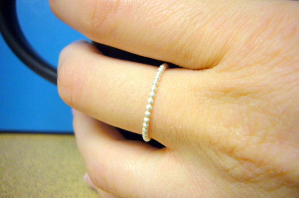 Sterling silver ring • Silver dot ring • Silver beaded ring • Silver ball chain ring • Sterling silver stacking ring • Thin dot ring
