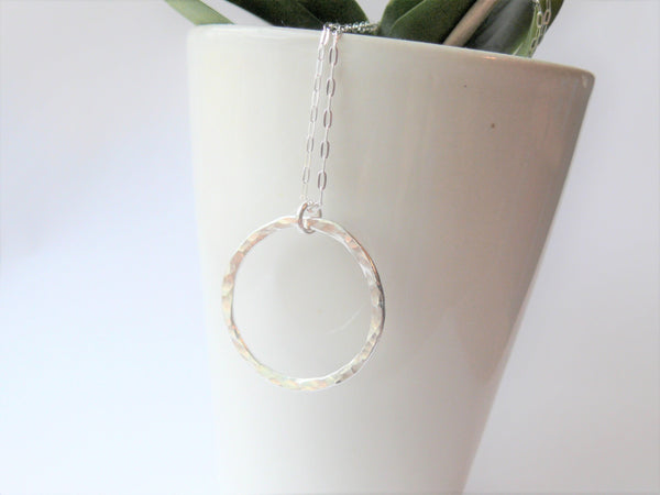 Silver circle necklace • Sterling silver pendant necklace •  Infinity necklace eco friendly • Eternity circle necklace