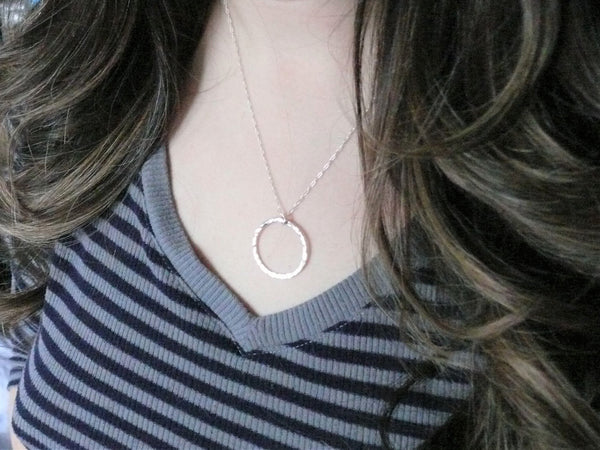 Silver circle necklace • Sterling silver pendant necklace •  Infinity necklace eco friendly • Eternity circle necklace