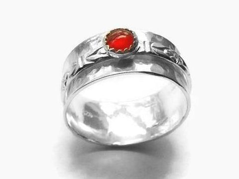 sterling silver spinner ring with carnelian
