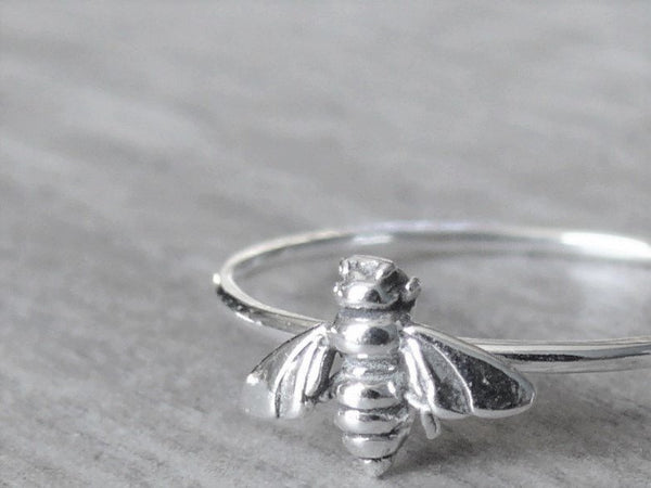 Silver Bee Ring • Tiny bee ring • Honey Bee Ring Sterling silver stacking ring