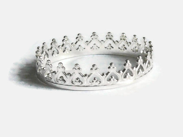 Silver Crown ring • Sterling silver ring • Princess ring • Argentium silver ring • Argentium ring Sterling Silver stacking ring