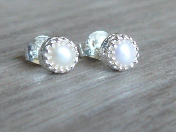 Pearl studs • Freshwater pearl earrings stud • Sterling silver pearl stud earrings