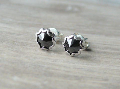 black cubic zirconia sterling silver stud earrings