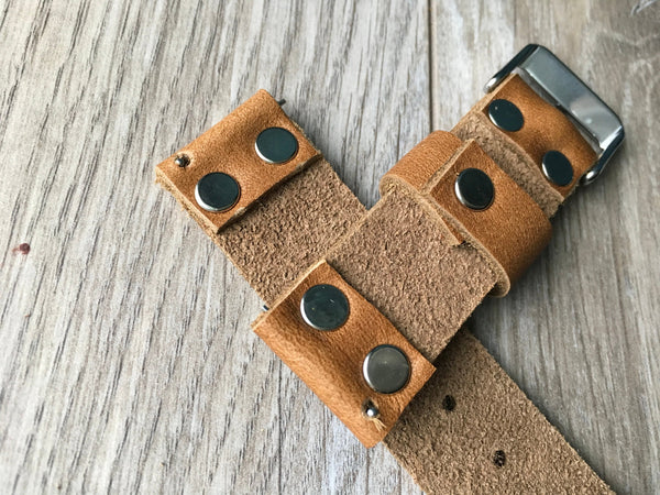 handmade brown leather watch strap