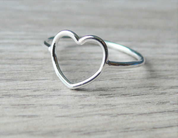 Open heart ring • Sterling Silver heart ring • Romantic gift for her • Sterling silver ring