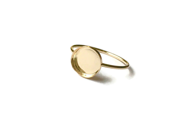 Solid 14k Gold Ring Blank Round Setting | 8 mm, 10 mm