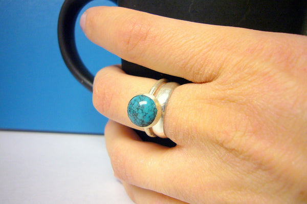 Silver Turquoise ring sterling silver stacking gemstone rings sterling silver ring stacking rings set