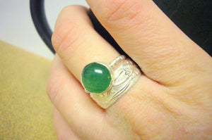 Stacking Gemstone ring set Sterling silver rings stackable rings silver jewelry floral jewelry green aventurine