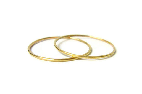 solid 14k yellow gold thin stacking rings