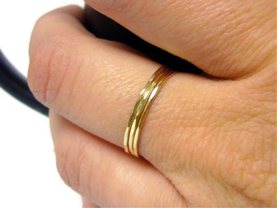 hammered 14k gold rings