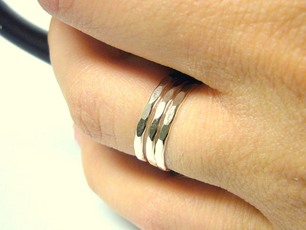 Stack ring Hammered rings Sterling silver stacking rings set Sterling silver rings stackable rings hammered stack rings Etsy jewelry