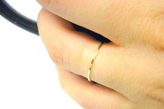 thin hammered gold ring