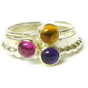Sterling silver stacking gemstone ring set red ruby ring, honey golden citrine ring, purple amethyst ring sterling silver ring Etsy jewelry
