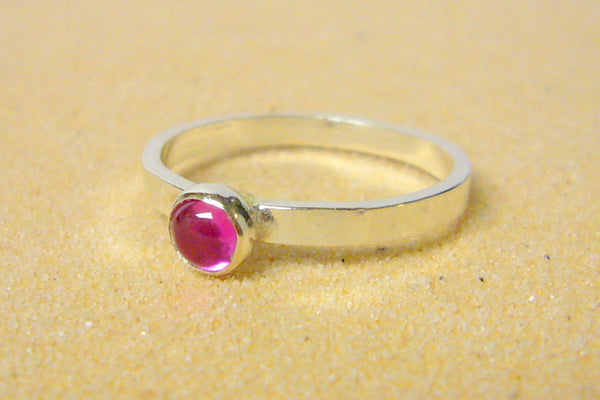 Sterling silver ruby ring pink gemstone stacking ring