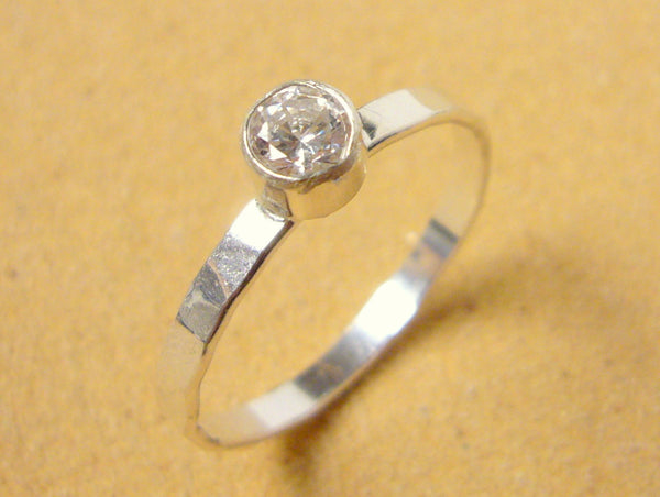 Cubic zirconia ring • Sterling silver stacking ring • CZ promise ring