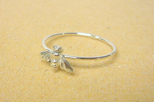 Silver Bee Ring • Tiny bee ring • Honey Bee Ring Sterling silver stacking ring