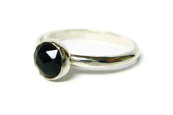 sterling silver black spinel ring