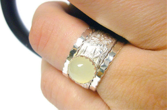 Moonstone engagement ring wedding band set promise ring alternative engagement ring sterling silver ring Etsy jewelry