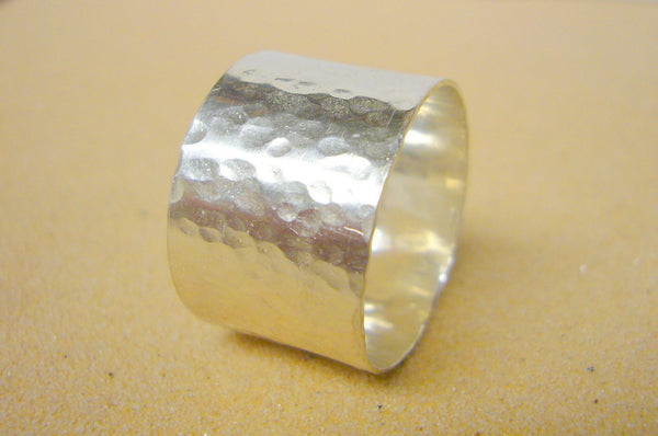 wide hammered band ring