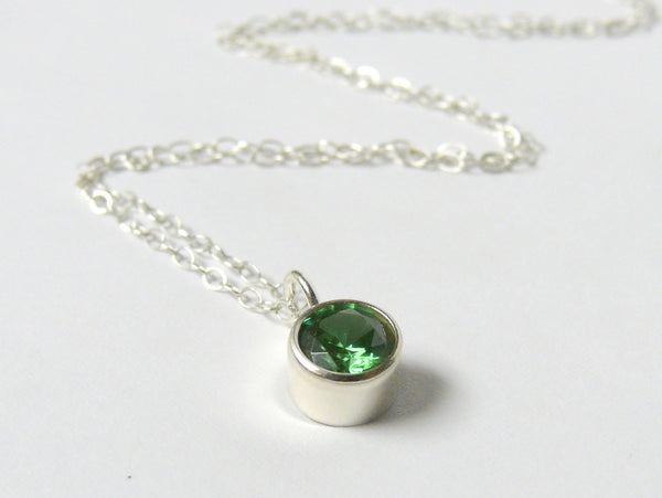 Emerald CZ solitaire necklace