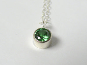 Green CZ sterling silver necklace