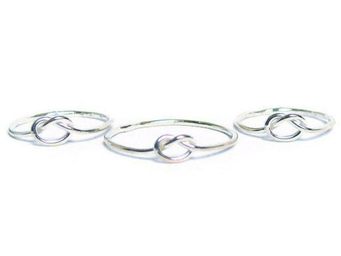 3 sterling silver tie the knot rings for bridesmaids