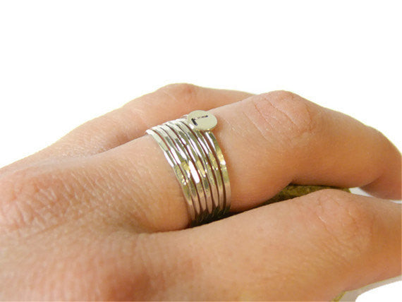 Silver monogrammed ring Stackable rings Personalized ring sterling silver stacking ring set initial ring stack rings Etsy jewelry