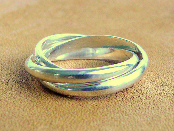 Sterling Silver Rolling Ring Interlocked Bands