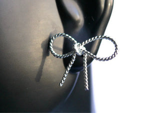 Sterling silver bow earrings silver ribbon earrings sterling silver studs silver post earrings Etsy jewelry