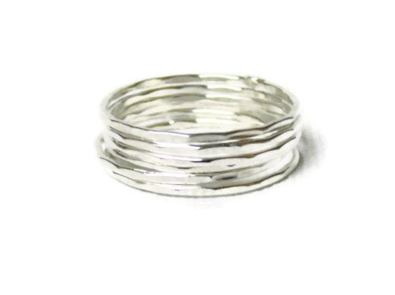 Sterling silver stacking rings set of 6 skinny stacking rings, sterling stack rings, stackable rings, Sterling silver rings