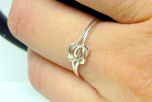 silver double love knot ring