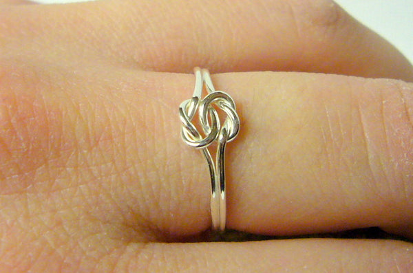 silver double love knot ring