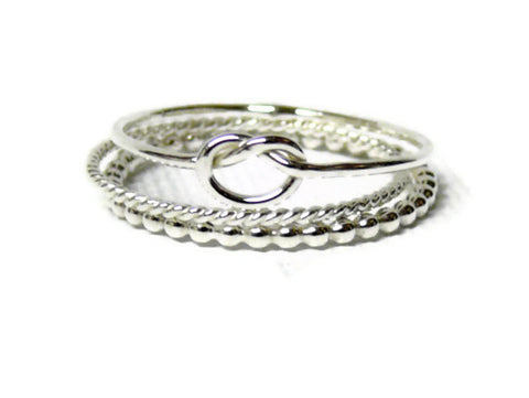 Silver knot ring stack set Sterling silver stacking rings set sterling silver ring stackable rings infinity knot ring