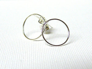 Sterling silver circle earrings infinity studs eternity circle geometric jewelry Sterling Silver Hoop Earrings sterling silver earrings
