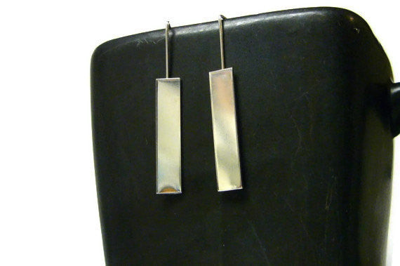 Industrial bar earring Sterling silver earrings geometric jewelry dangle earrings silver drop earrings rectangle earrings silver jewelry