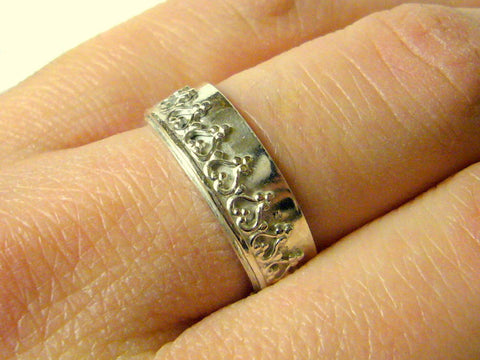 Sterling silver band ring silver princess ring sterling crown ring silver wedding band sterling silver ring