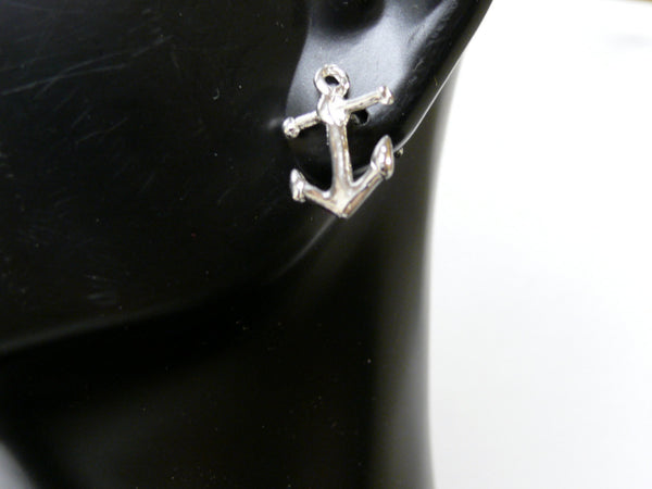 sterling silver anchor stud earrings on mannequin