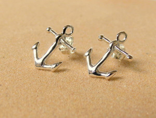 sterling silver nautical themed anchor earrings