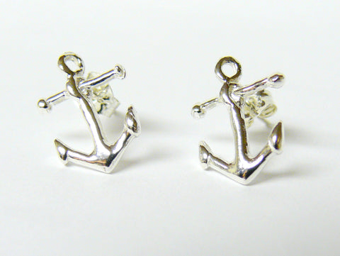 sterling silver anchor stud earrings