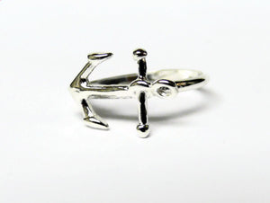 Nautical jewelry Sideways anchor ring Sterling silver anchor ring stacking ring anchor jewelry