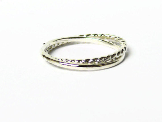 Interlocking Sterling Silver Rolling Ring Band