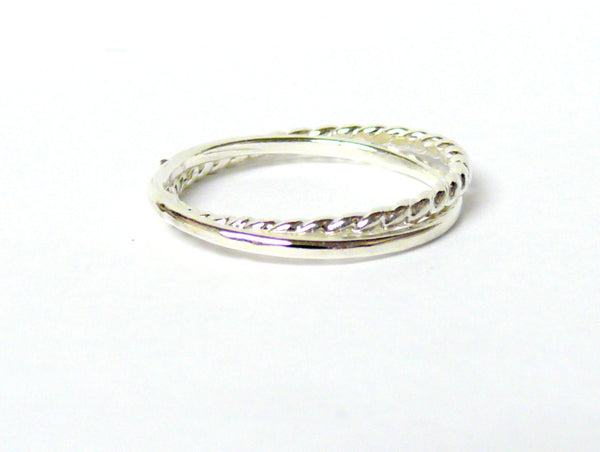 Interlocking Sterling Silver Rolling Ring Band