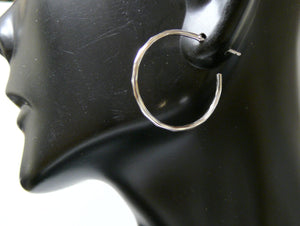 Sterling silver hoop earrings medium hoops • Sterling silver post hoop earrings • Medium silver hoops hammered