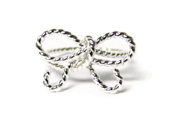 sterling silver forget me knot bow ring