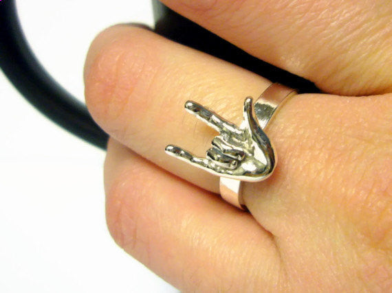 ASL I love you ring • Sterling silver love ring • ASL jewelry • Sign language ring