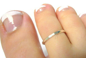 Hammered Silver Toe Ring | Handmade Adjustable Silver Toe Rings Eco Cotton Pouch