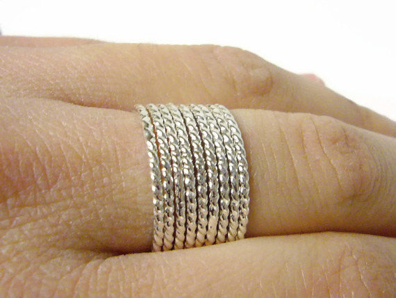 sterling silver stackable rope rings